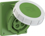 CEE-flanged socket 4x32A(3P+PE) 10h IP67 92x100 sloping green 4242-10 | 9003399865299