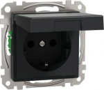 Socket outlet with lid, black, Exxact WDE003177 | 3606480203404