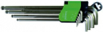 Allen key set ball-end 1/16-3/8"; 9 pieces, extra long 100967 | 4011923586935