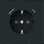 SCHUKO&reg; USB socket insert Safety Shutter with USB A/C black matt - Busch-art linear 2CKA002011A6322 | 4011395329498