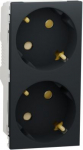2 Socket-outlet, New Unica, mechanism, 2P + E, 16A, Schuko, with shutter, painted, anthracite NU306754A | 3606489454418