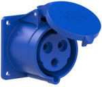 CEE-flanged socket 3x32A (2P+PE) 6h IP44, blue, 75x75 323-6f7 | 9003399046049