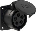 CEE-flanged socket 5x16A (3P+N+PE) 7h IP44/IP54 75x75mm black 315-7f7 | 9003399045356