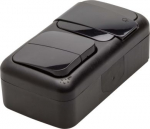 Two gang one way switch + socket IP54 black Palmiye 90555182