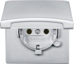 Socket outlet with cover, aluminium silver 20 EUGK-33-101, Allwetter 44 2CKA002064A0288 | 4011395172179