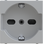 Color: Silver.   Rated voltage: 250 Vac.   Rated current: 10 / 16A.   Type F+L: 2P + E / P30/17.   Shuttered for child safety.   Screw terminals.   Size: 2 modules. 2CLA223300N1301 | 8427238230597