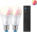 WiZ Smart LED bulb Wi-Fi BLE 8W(60W), A60 E27 2200-6500 (RGB) 806Lm, 2pcs + remote 929002451201 | 8719514550117