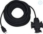 Extension cable 3-socket, 25m H07RN-F3G1,5 black, IP44 1167820301 | 4007123670314