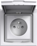Asfora - single socket outlet with pin earth - 16A lid, shutters IP44 white EPH2800321 | 3606480525957