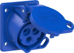CEE-flanged socket 3x16A(2P+PE) 6h IP44/IP54 62x68 sloping blue locking 413-6F66 | 9003399330056
