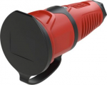 Rubber socket outlet 250V AC, 3x16A (2P+E), IP54, with cap, TPE/TPE, Taurus2, Schuko, red/black 2521-RS | 9003399472640