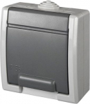 Socket with lid, surface mounted IP55, grey 1244-10 | 5901130487912