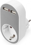 Digitus Universal USB Plug-in Charger with 2 x USB-A Sockets and Integrated Socket | DA-70617 DA-70617 | 4016032458913