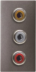 Color: Anthracite.   Front: 3x RCA connectors (Red / White / Yellow)   Rear: screw terminals (6 wires)   Size: 1 module. 2CLA215530N1801 | 8427238142180