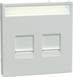 Cen.pl. f. 2-gng modular jack w. la bel fld   dust slide, lotus white, MEG4564-6035 | 4042811197247
