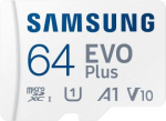 Samsung | MicroSD Card | EVO Plus | 64 GB | microSDXC Memory Card | Flash memory class U1, V10, A1 MB-MC64SA/EU | 8806095420134