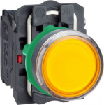 Illuminated push button, Harmony XB5, plastic, orange flush, 22mm, universal LED, plain lens, 1NO + XB5AW35G5 | 3389110904192
