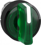 Head for illuminated selector switch, Harmony XB4, universal LED,  black metal, green handle, 22mm, ZB4BK13337 | 3389110840926
