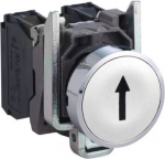 Push button, metal, Harmony XB4, flush, white, 22mm, spring return, marked UP ARROW, 1NO XB4BA3341 | 3389110118797