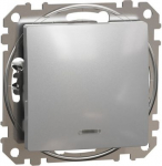 Intermediate switch 10AX aluminium with blue locator LED Sedna Design SDD113107L | 3606481479358