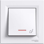Asfora - 1pole pushbutton -10A lift terminals, locator light, bell symbol, white EPH1700321 | 3606480525810