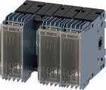 Switch disconnector with fuse 63 A, Size 1, 3-pole for LV HRC fuse Sz. 000 Front operating mechanism center Basic unit without handle flat terminal on the rear 3KF switch disconnector with fuses as main, EMERGENCY STOP or maintenance switch. Dependin ...