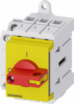 Load disconnector 3LD3, Iu 16 A Main switch 3-pole Rated operating capacity at AC-23 A at 400V 7.5kW Installation in distribution boards, Basic switch with Toggle drive red / yellow with auxiliary switch 1OE + 1S The 3LD main and emergency off switch ...