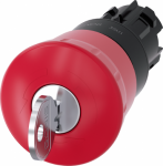 EMERGENCY STOP mushroom pushbutton, 22 mm, round, plastic, red, 40 mm, with RONIS lock, lock number SB30, positive latching, acc. to EN ISO 13850, key-operated release 3SU1000-1HF20-0AA0 | 4011209947009
