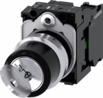 RONIS key-operated switch, 22 mm, round, metal, shiny, lock number SB30, with 2 keys, 2 switch positions O-I, latching, actuating angle 90�, 10:30h/13:30h, key removal O+I, with holder, 1 NO, screw terminal, possible special locks: 3SB31, 421, 455 3S ...