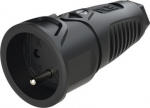 Rubber socket outlet 250V AC, 3x16A (2P+E), IP20, TPE/PA6, Taurus2, fb SH, black 2410-SSC | 9003399469008