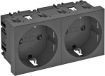 Socket, 0&deg;, 2-gang, 250V, 16A, black, STD-D0 SWGR2 6120030 | 4012196047208