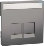 Cen.pl. 2-gng w. label field f. Sch neid. Elect. RJ45-Connctr. nickel,S MEG4574-6050 | 4042811197353