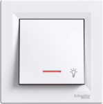 Asfora - 1pole pushbutton -10A screwless, locator light, light symbol, white EPH1800121 | 3606480525858
