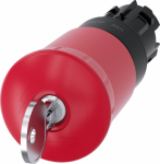EMERGENCY STOP mushroom pushbutton, 22 mm, round, plastic, red, 40 mm, with CES lock, lock number SSG10, positive latching, acc. to EN ISO 13850, key-operated release 3SU1000-1HR20-0AA0 | 4011209946712