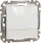 Push-Button, Sedna Design & Elements, 1-way, 12V, 10A, with blue locator and label holder, white SDD111143L | 3606481478306