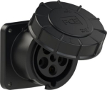 CEE-flanged socket straight (100x100) 63A 5p 6h IP67 Pilot POWER TWIST black 3355-6XS