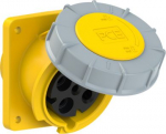 CEE-flanged socket 4x63A(3P+PE) 4h IP67 100x112 sloping yellow POWER TWIST 434-4 | 9003399062780