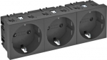 Socket, 0&deg;, 3-gang, 250V, 16A, black, STD-D0 SWGR3 6120050 | 4012196047383