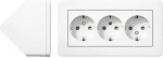 Corner box complete, 3 gang, screw, white, Exxact WDE008290 | 3606480333019