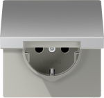 Metal socket outlet with hinged lid, 16A/250V, earthed, aluminium, LS AL1520KL | 4011377064072