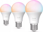 LED Bulb E27, 8W, A60, 806lm, White and Colour Ambiance, Hue Essential, 3 pcs. 929004235407 | 8721103055255