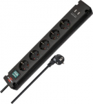 Extension lead Bremounta 5-socket + 2 USB A, 3m H05VV-F 3G1,5, with switch, black 1150660315 | 4007123657025