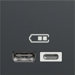 New Unica - 2 USB charger 2.4 A - Type A and C - anthracite NU301854 | 3606489516857