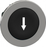 Flush mounted push button head, Harmony XB4, metal, black, 30mm, spring return, marked DOWN ARROW ZB4FA335 | 3606489580995