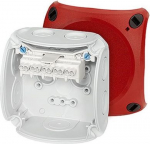 Junction box DK 0202 R with 5 pole terminals 2,5 mm2, grey with red lid IP66 62000036 | 4012591125273