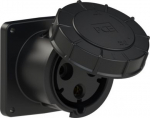 CEE-flanged socket 3x125A(2P+PE) 6h IP67 POWER TWIST 120x120 black 343-6XS | 9003399997990