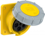 CEE-flanged socket 5x63A(3P+N+PE) 4h IP67 100x112 sloping yellow POWER TWIST 435-4 | 9003399637476