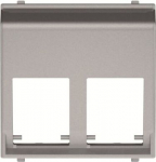 Color: Silver.   Cover plate at 45&ordm; for two 201X.X connectors and/or and housings (refs.: 2017.2, 2017.3, 2018.5, 2018.6, 2018 and 2018.8)   With labeling area for stickers   Without shutter   Size: 2 modules. 2CLA221660N1301 | 8427238201948