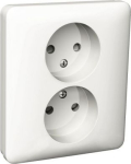 Double socket-outlet, Exxact, 2P, 16A, universal, with shutter, screwless terminals, white WDE002591 | 3606480203657