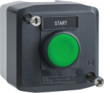Dark grey station, 1 green flush pushbutton &Oslash;22 spring return 1NO "Start". range of product: Harmony XALD - product or component type: complete control station - device short name: XALD - product destination: for XB5 &Oslash; 22 mm control and signalling un ...